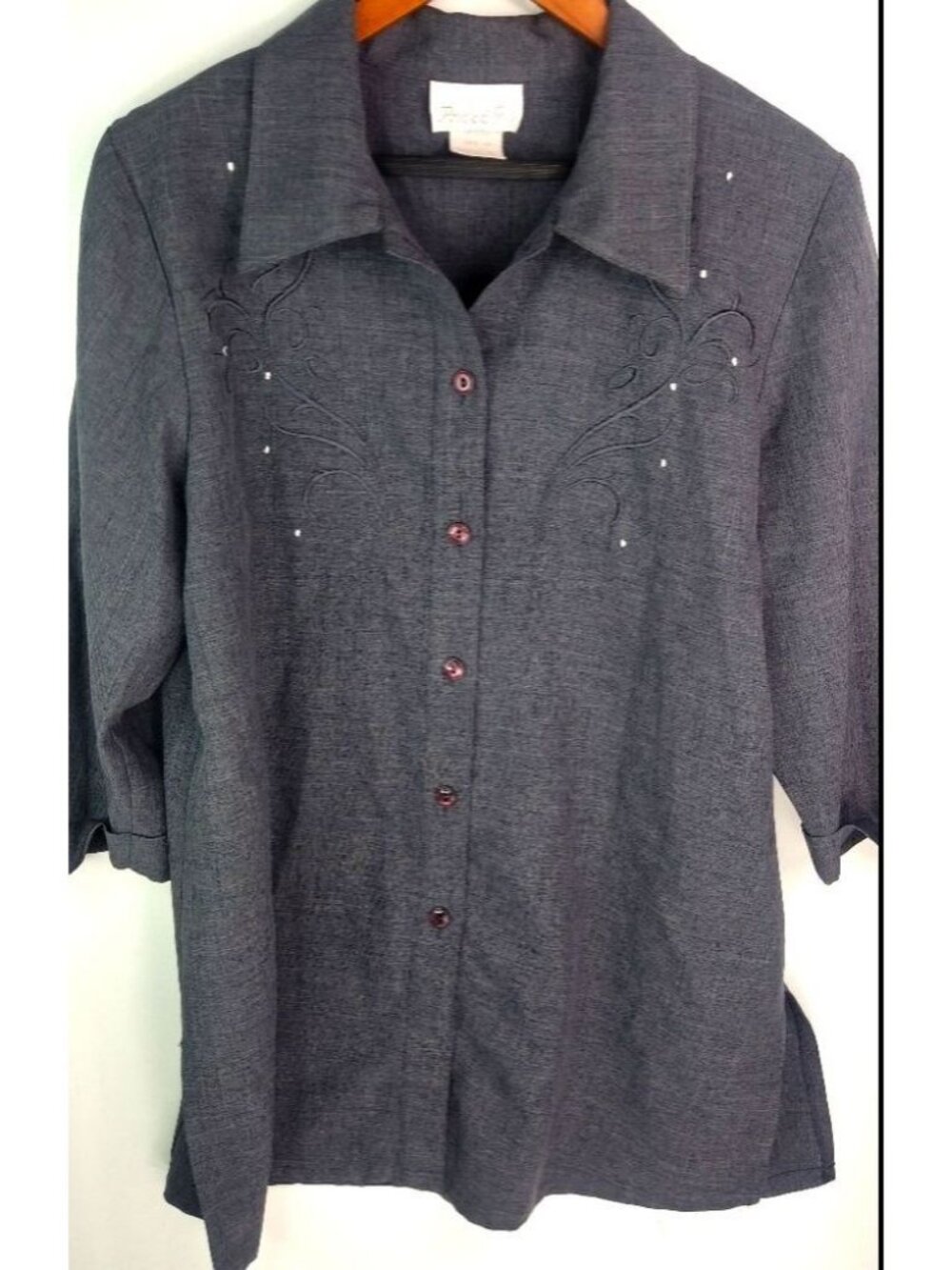 Pride Joy 14W Black Denim Silver Sparkle Top Plus